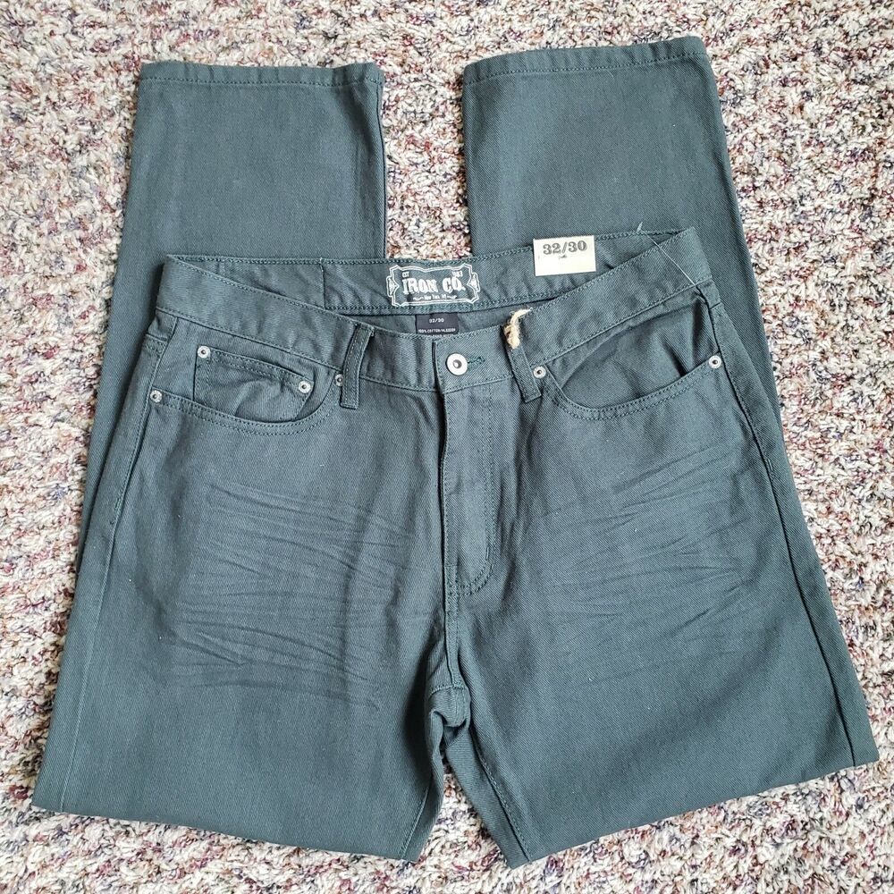 IRON Co NEW YORK Mens Green SLIM FIT PANTS NWT 32 x 30